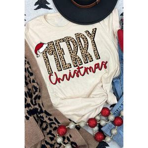 Azura Exchange  Khaki MERRY Christmas Crew Neck Graphic Tee